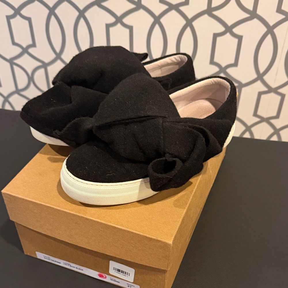 Joshua Sanders Black Slip-On Sneakers with Bow